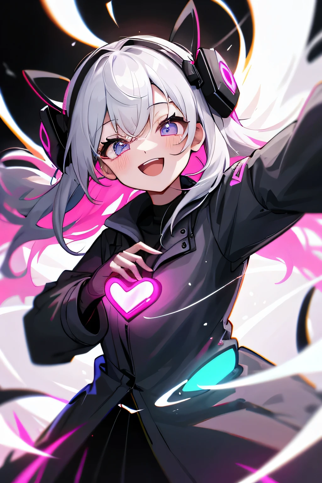 (highest quality:1.4)、High resolution、detailed background)、anatomically correct、
A girl excitedly wearing VR goggles in a dark room、I&#39;m extremely excited、
His eyes are wide open and he is immersed in the experience inside the goggleouth slightly open or smiling、
A part of the body is moving slightly、
Your hands are shaking slightly or your body is swaying back and forth、
A slight redness on the face and neck due to an increased heart rate、
Being completely immersed in the VR experience reduces your reaction to external stimuli