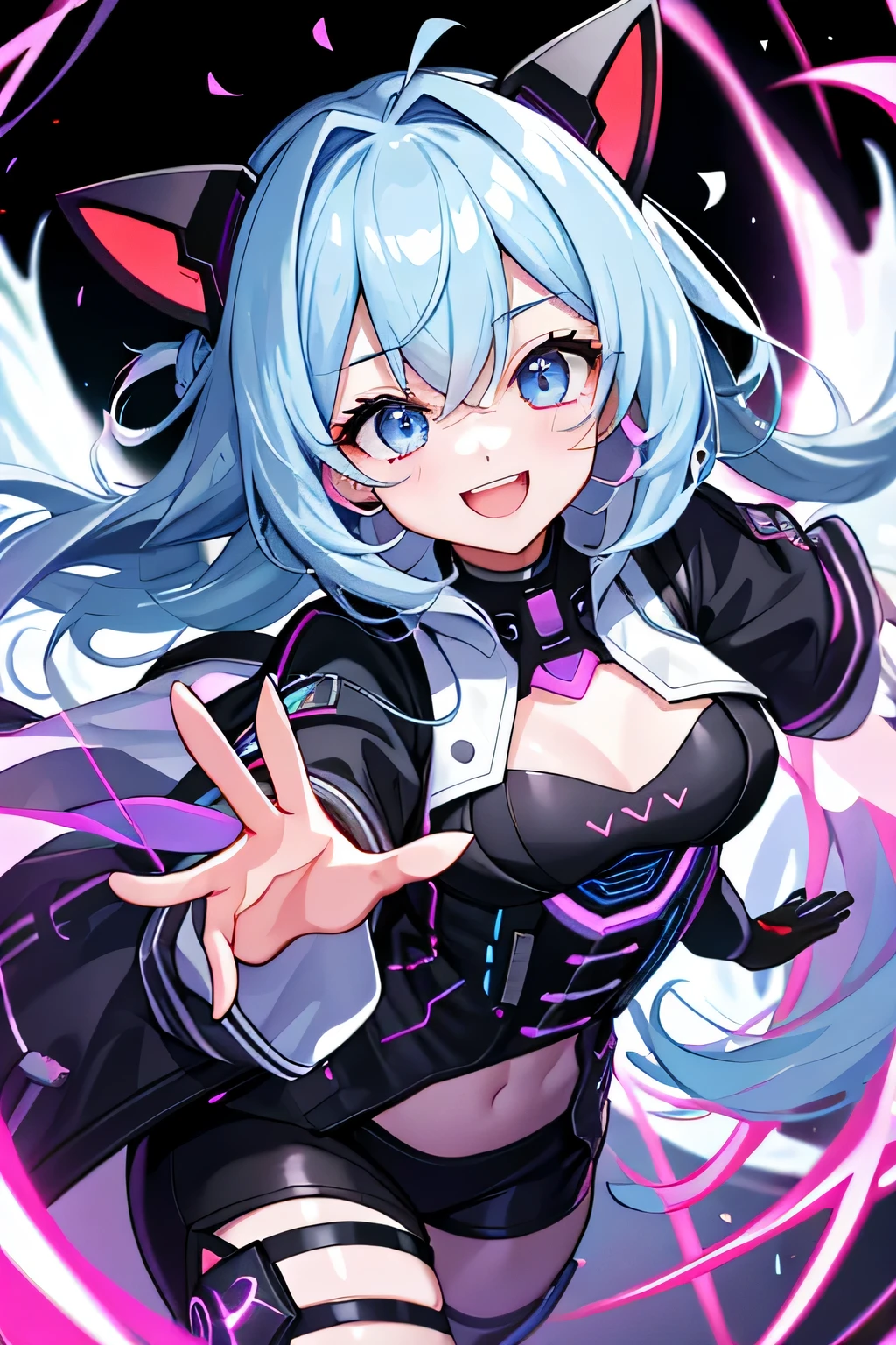 (highest quality:1.4)、High resolution、detailed background、anatomically correct、
A girl excitedly wearing VR goggles in a dark room、I&#39;m extremely excited、
His eyes are wide open and he is immersed in the experience inside the goggleouth slightly open or smiling、
A part of the body is moving slightly、
Your hands are shaking slightly or your body is swaying back and forth、
A slight redness on the face and neck due to an increased heart rate、
Being completely immersed in the VR experience reduces your reaction to external stimuli