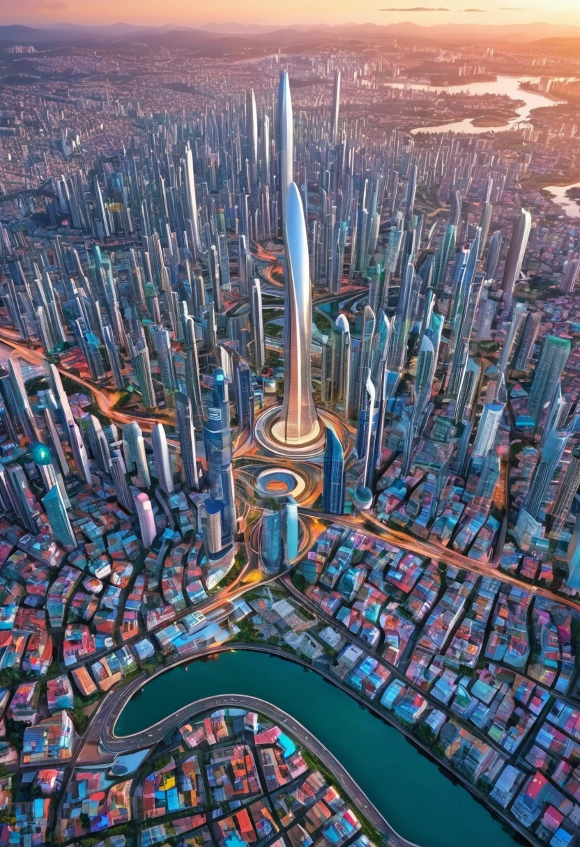 Crie uma cidade futurista chamada Confins Bella