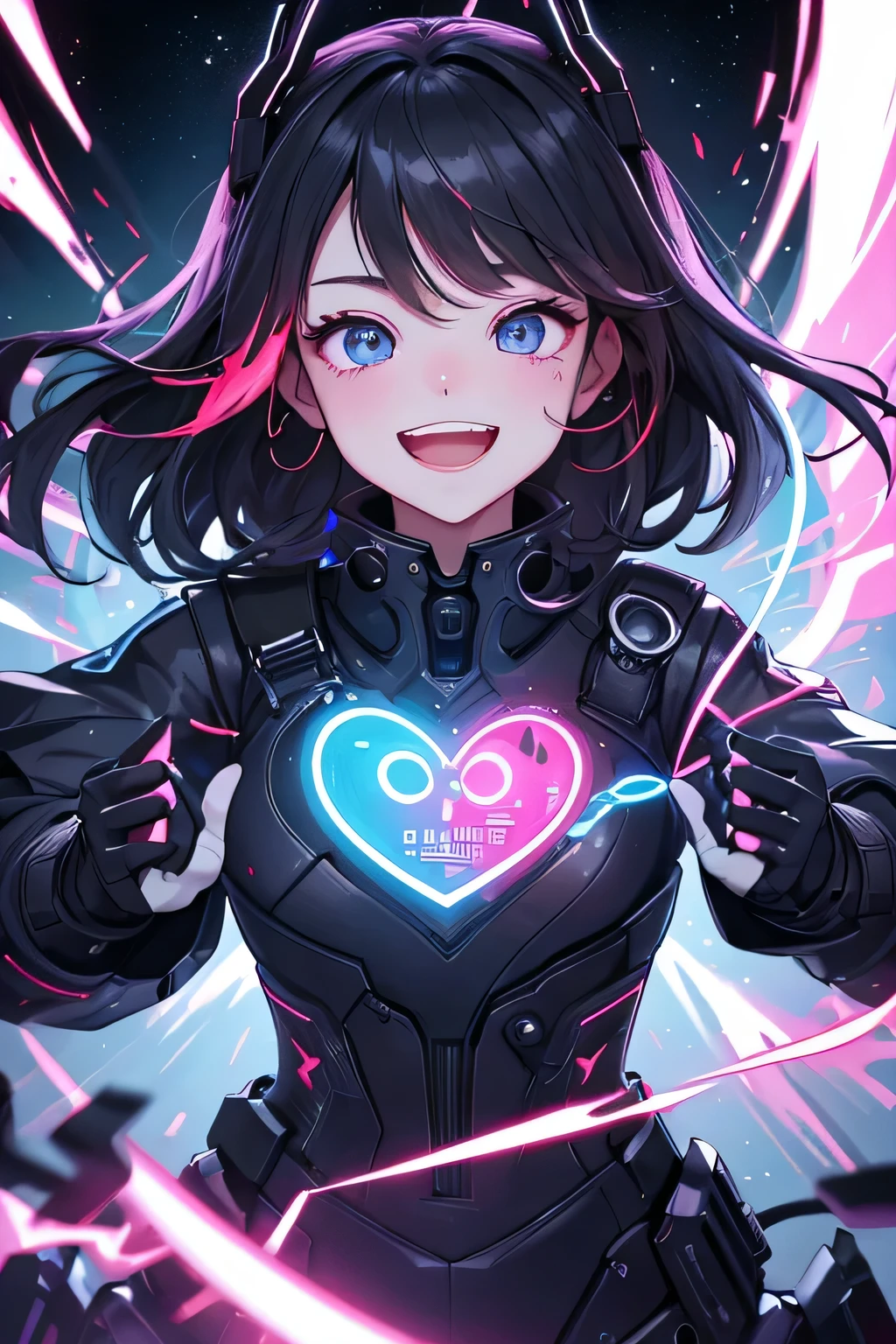 (highest quality:1.4)、High resolution、detailed background、anatomically correct、
A girl excitedly wearing VR goggles in a dark room、I'm extremely excited、
His eyes are wide open and he is immersed in the experience inside the goggleouth slightly open or smiling、
A part of the body is moving slightly、
Your hands are shaking slightly or your body is swaying back and forth、
A slight redness on the face and neck due to an increased heart rate、
Being completely immersed in the VR experience reduces your reaction to external stimuli