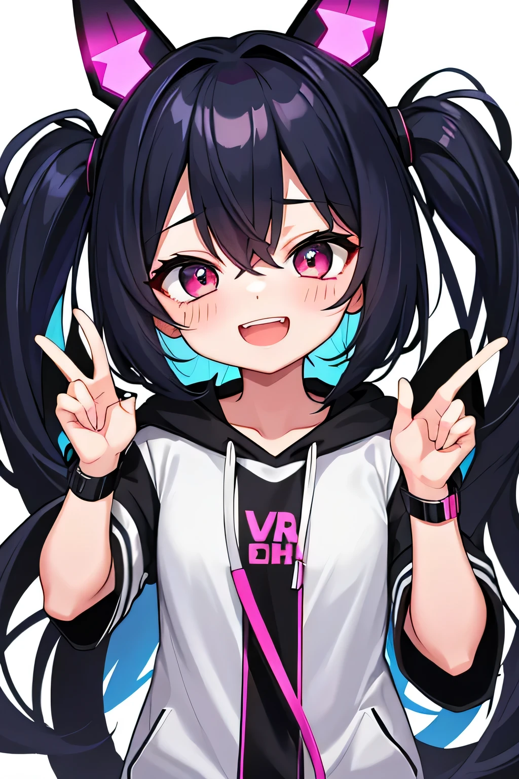 anime girl with long black hair and white shirt pointing at something, anime moe artstyle, anime style 4 k, ahegao, anime waifu, digital anime illustration, waifu, artwork in the style of guweiz, guweiz, guweiz on pixiv artstation, trending on cgstation, ahegao face, anime style illustration, digital anime art,a beautiful cartoon anime character licking lips with large long bangs and big eyes, 1girl, solo, tongue, blue eyes, black hair, looking at viewer, tongue out, twintails, saliva, open mouth, blush, bangs, long hair, upper body, long sleeves, white background