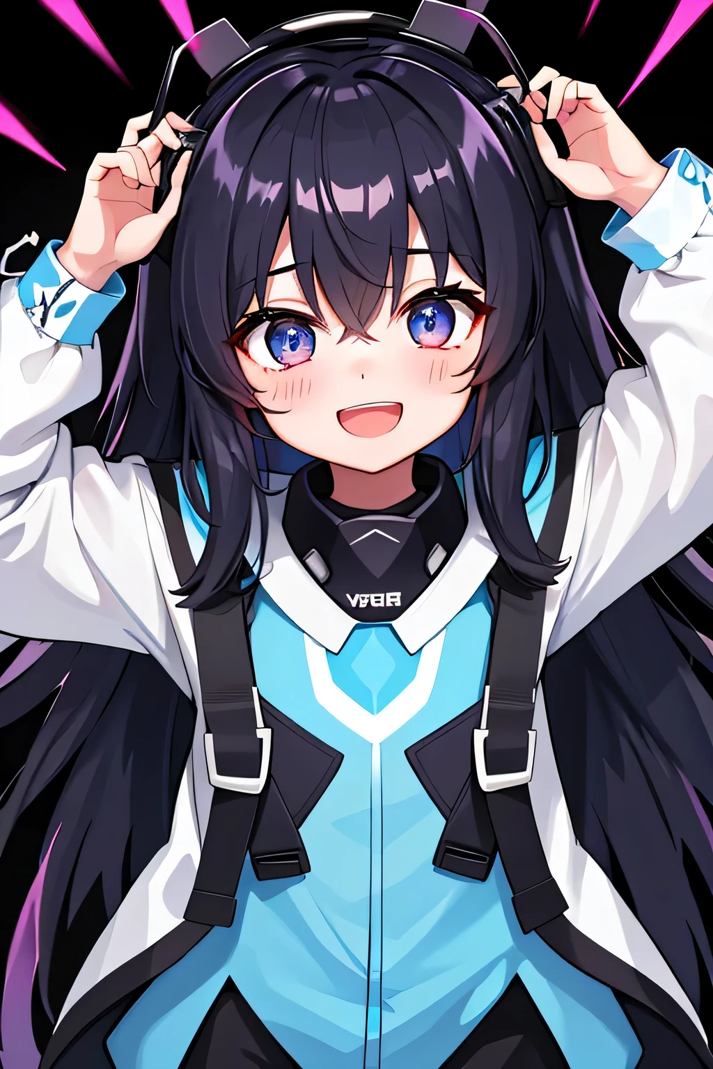 (highest quality:1.4)、High resolution、detailed background、anatomically correct、
A girl excitedly wearing VR goggles in a dark room、I'm extremely excited、
His eyes are wide open and he is immersed in the experience inside the goggleouth slightly open or smiling、
A part of the body is moving slightly、
Your hands are shaking slightly or your body is swaying back and forth、
A slight redness on the face and neck due to an increased heart rate、
Being completely immersed in the VR experience reduces your reaction to external stimuli