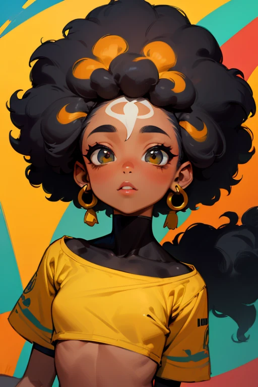 chica negra, pelo afro con vitiligo