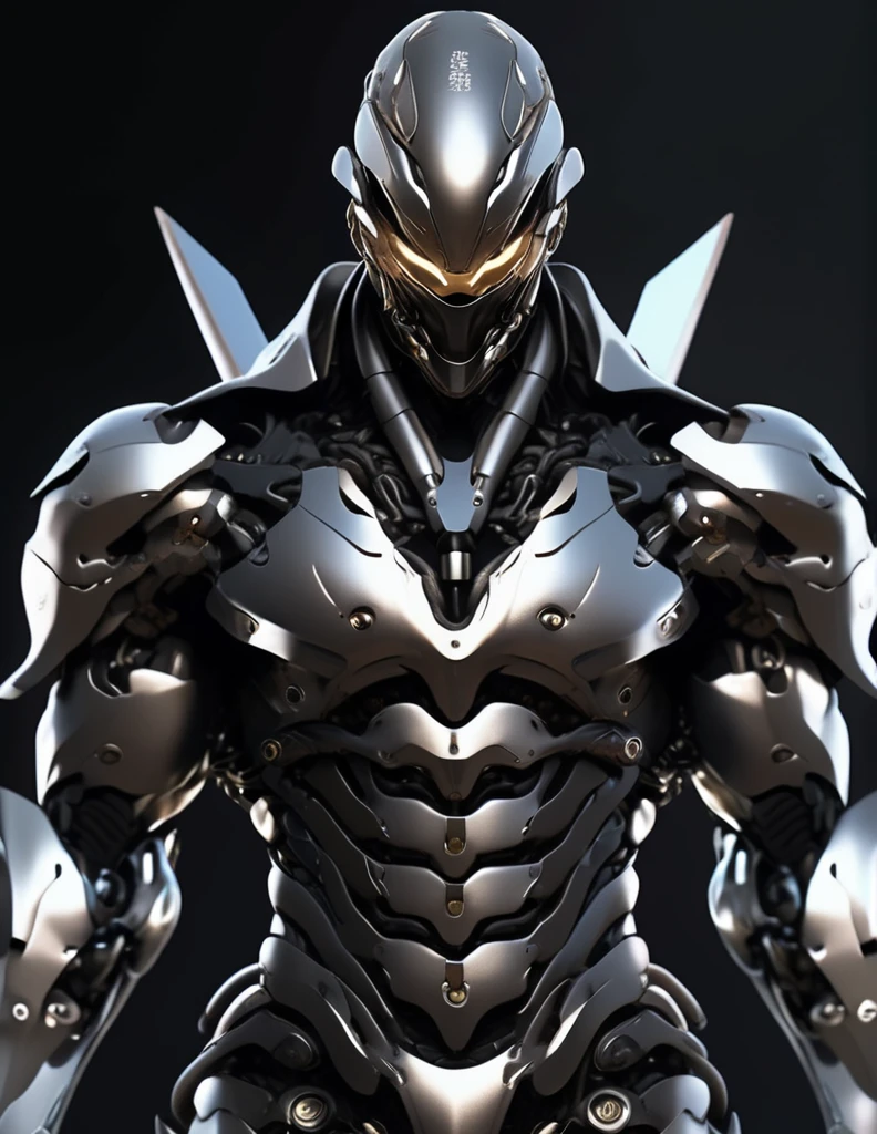 arafed man in a black suit with a sword and a helmet, covered in full metal armor, raiden metal gear, stylish cyborg armor, covered in full silver armor, movie still of a villain cyborg, cyborg samurai, cyborg ninja, raiden from metal gear rising, cyber japan style armor, black scales and cyborg tech, akihiko yoshida. unreal engine