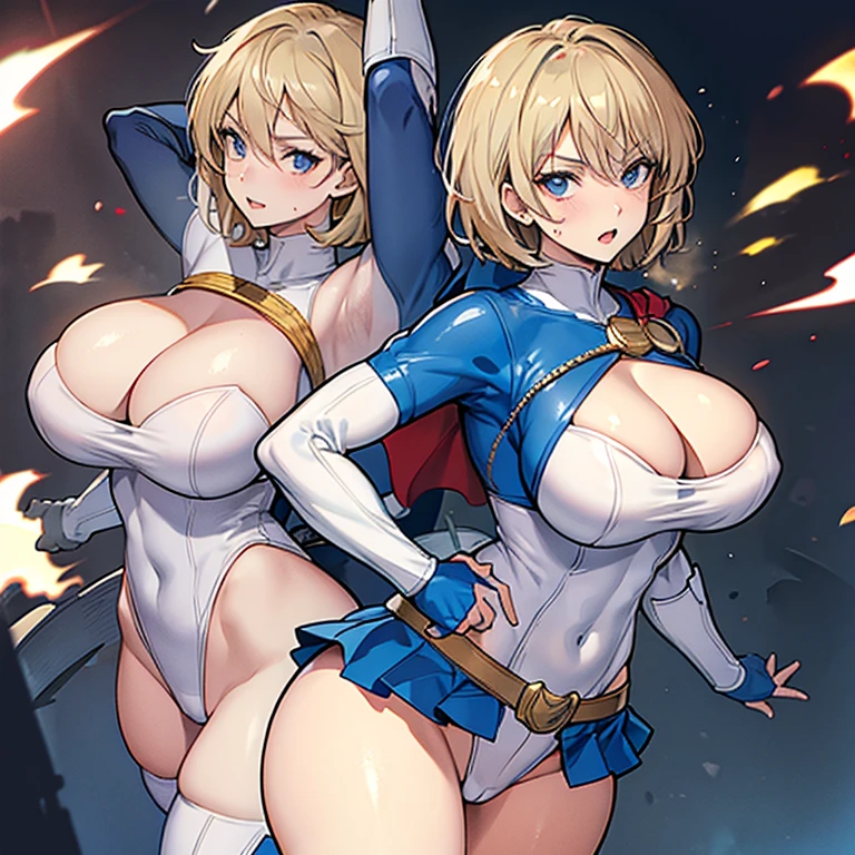 Power girl agarrando sus grandes senos