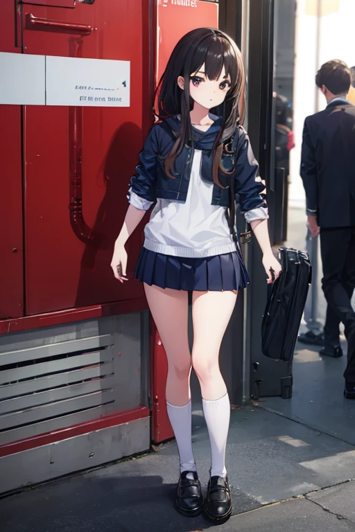 photorealistic, full shot, a photograph of 1female with (disdain-face), pulling her skirt up, from below, pov, skirtlift, exhibitionism, no panty, subway station