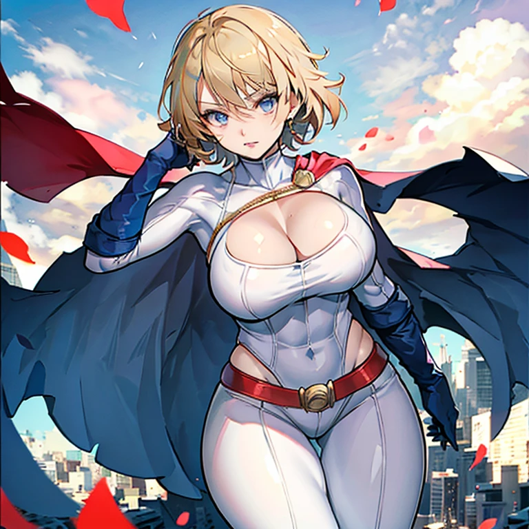 Power girl agarrando sus grandes senos 