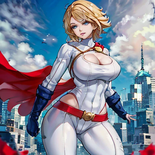 Power girl agarrando sus grandes senos 