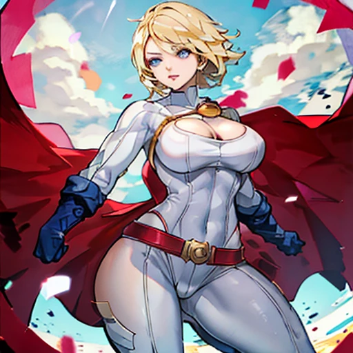 Power girl agarrando sus grandes senos 