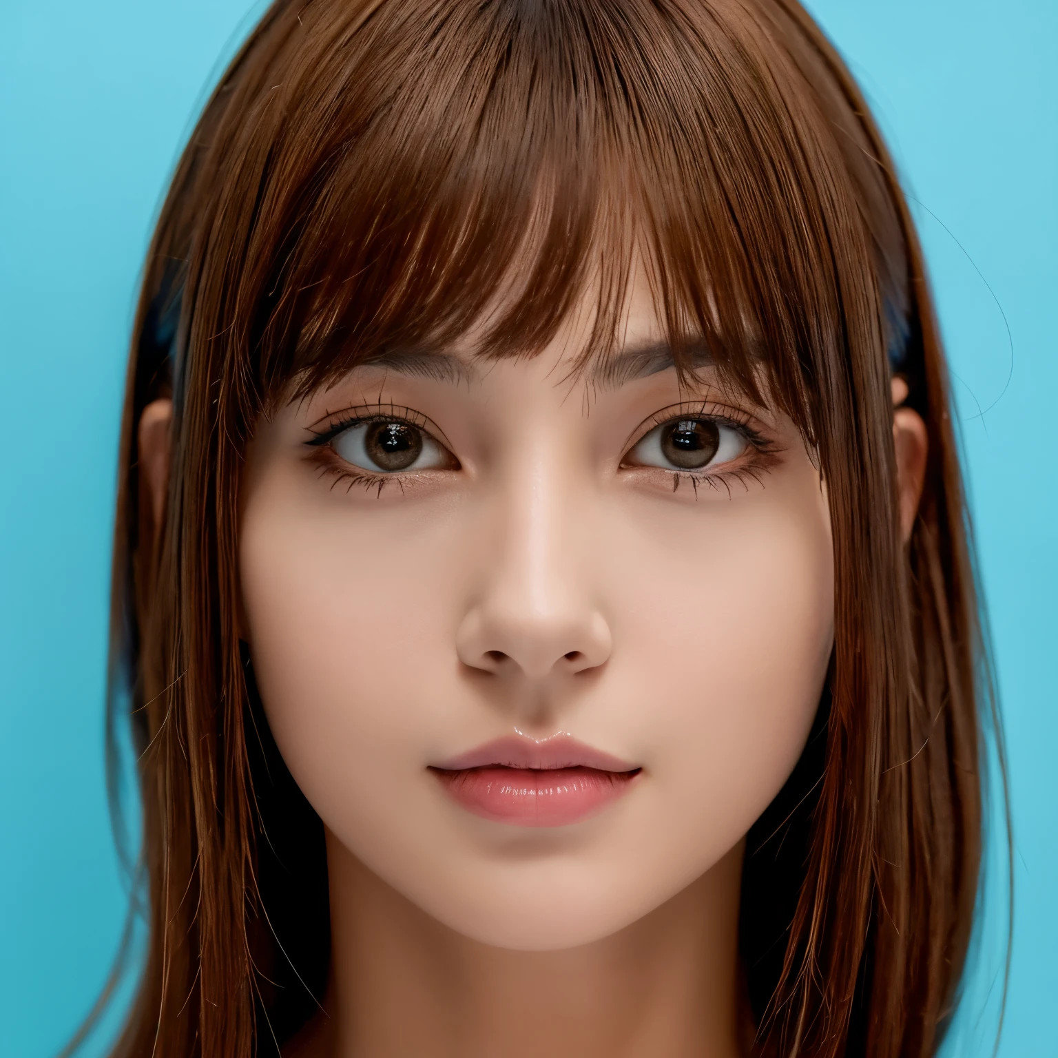 Woman with brown hair and black eyes 