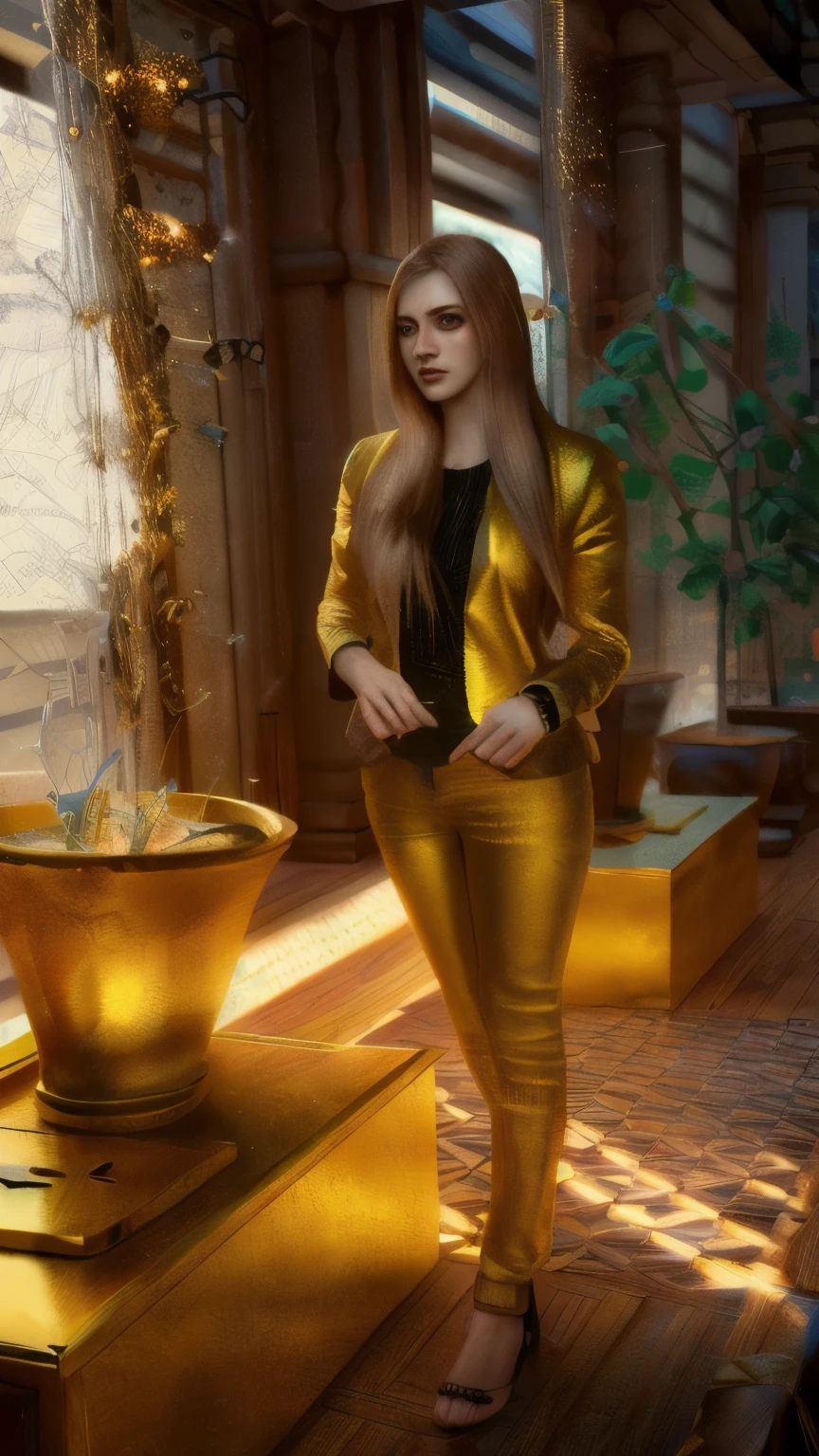 8k portrait of beautiful cyborg with brown hair, intricate, elegant, highly detailed, majestic, digital photography, art by artgerm and ruan jia and greg rutkowski surreal painting gold butterfly filigree, broken glass, (masterpiece, sidelighting, finely detailed beautiful eyes: 1.2), hdr,