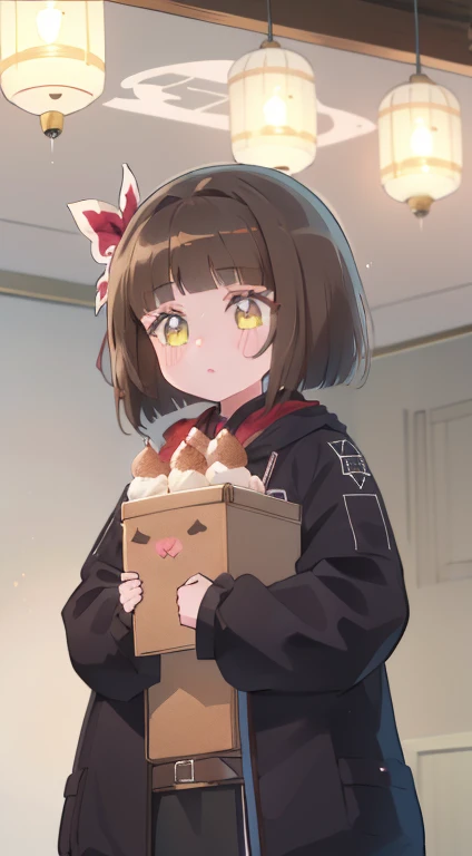 one girl、length、Mocha Brown Hair、cute、fluffy hair、fluffy hair、light brown hair、sweets background、Calm、