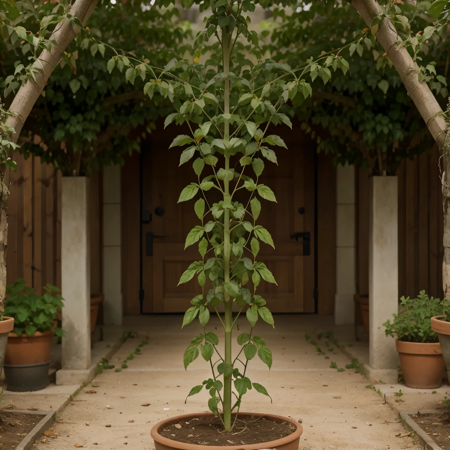 [Image of a tomato plant with DNA double helix strands representing the insertion of the target gene into the plant genome. Arrows indicate the steps of gene isolation, insertion, transformation, selection, regeneration, characterization, and crossbreeding.]