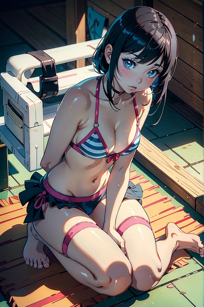 anime girl in a bikini sitting on a towel on the floor, seductive anime girl, Ilya Kuvshinov. 4k, Beautiful charming anime , attractive anime girl, beautiful anime girl squatting, beautiful anime girl, beautiful attractive anime woman, Real young gravure idol, anime girl, (anime girl), anime girls, by Kentaro Miura