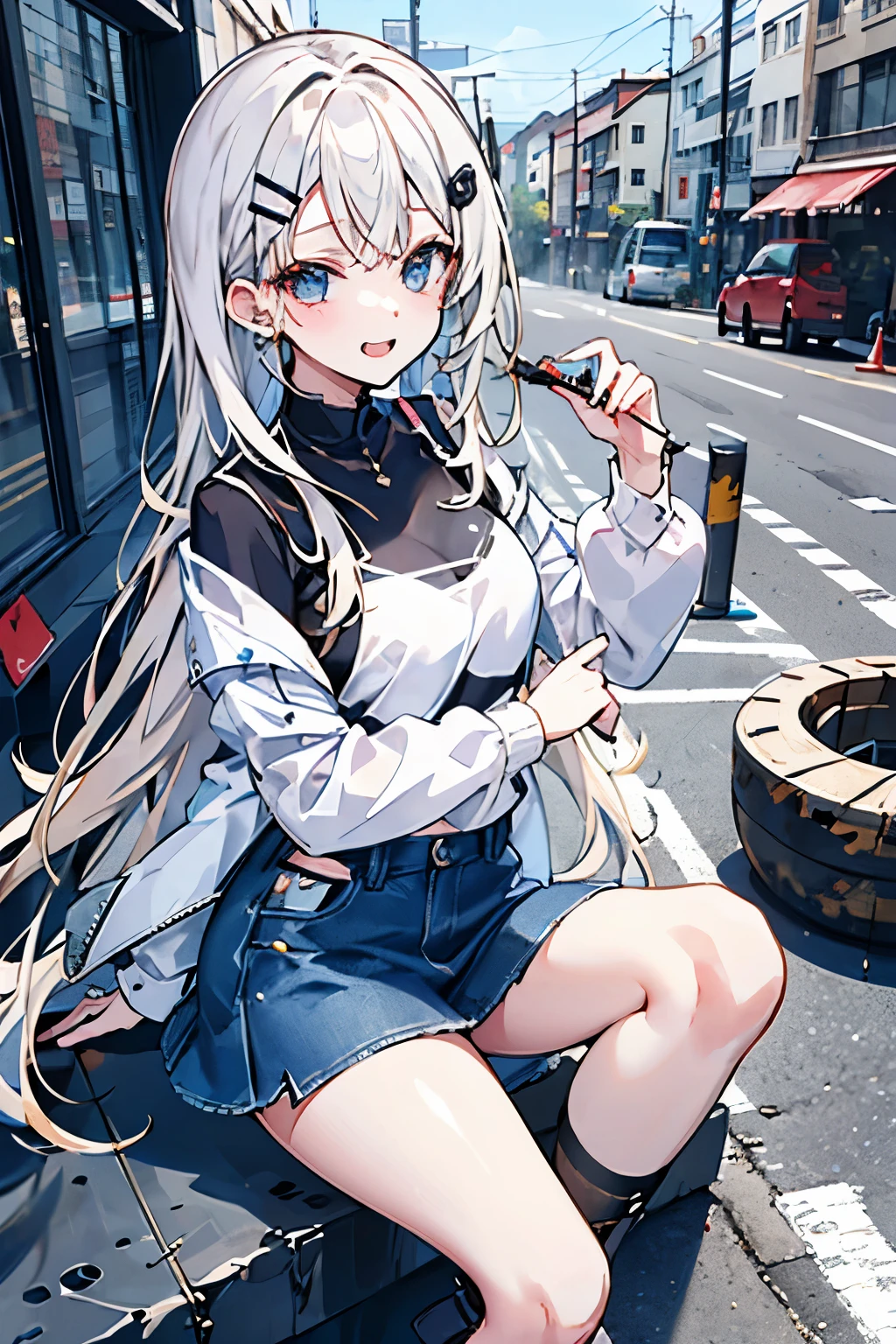 miniskirt、(Denim)cute、hairpin、landmine、
3✕3
背景は廃工場