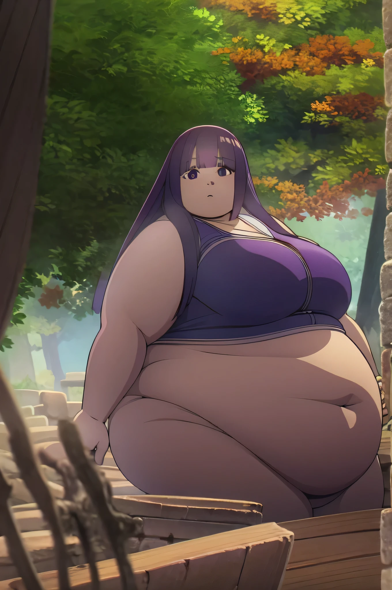 best quality,ultra-detailed,realistic,photorealistic,highres,masterpiece:1.2,studio lighting,sharp focus,physically-based rendering,extreme detail description,professional,vivid colors,bokeh,fern frieren,beyond journey's end,ssbbw,severely obese,600lbs obese female,