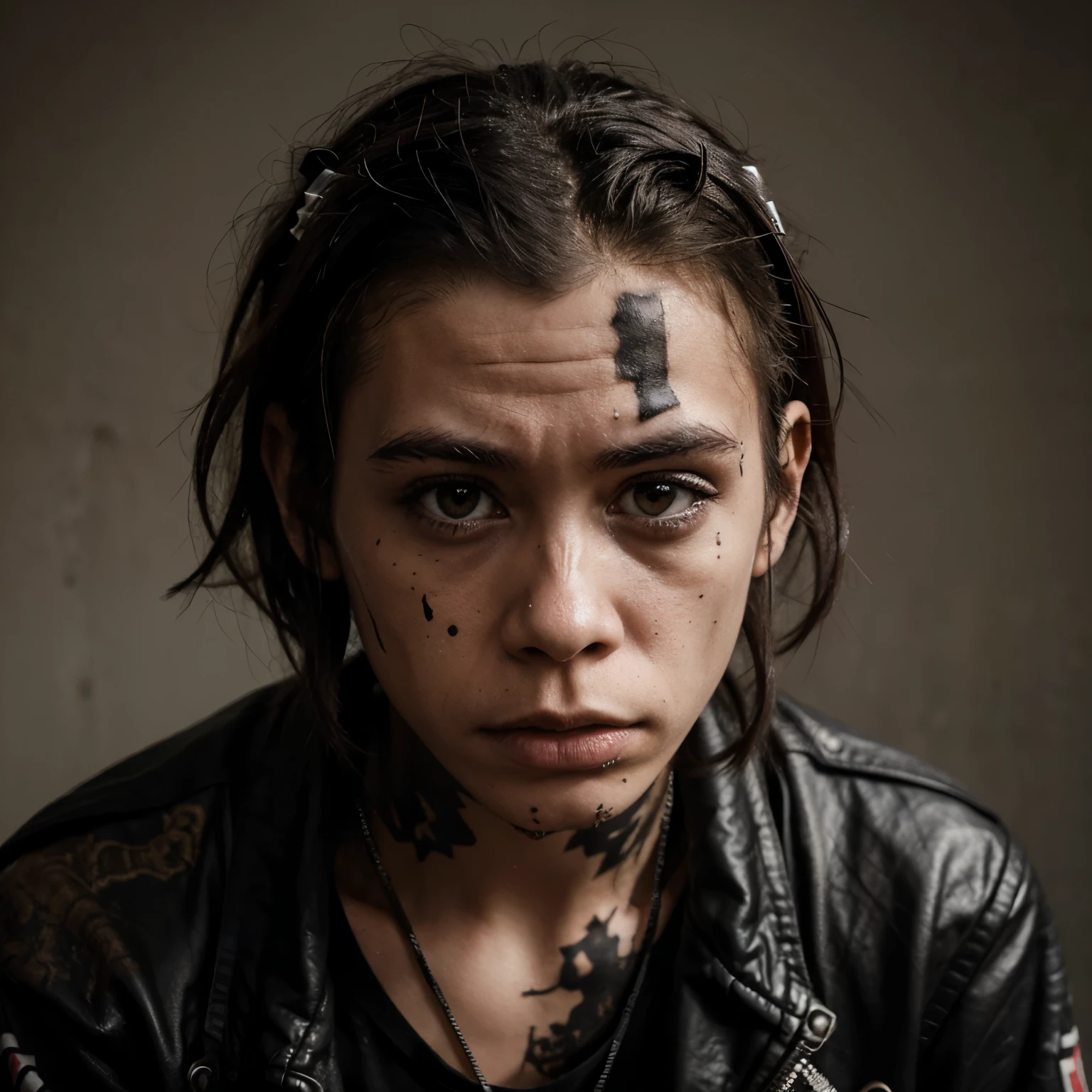 woman, portrait, threeeyesinarow, berserker, war paint, angry, shaved head,
<lora:Three_Eyes_In_A_Row:1>