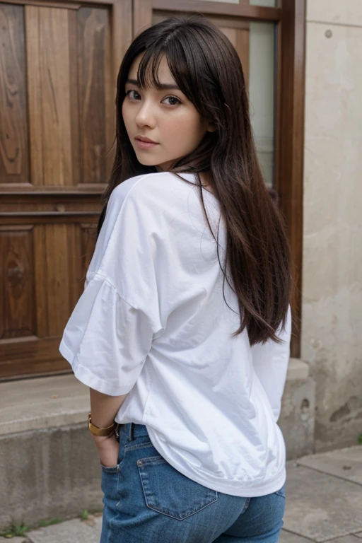 Hinata hyuga long hair in casual style, fokus eyes