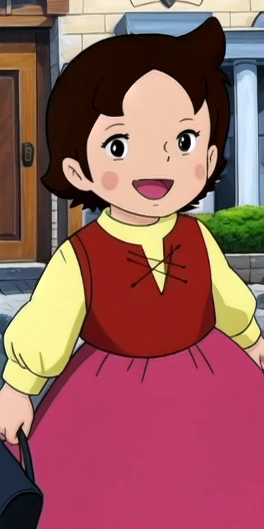solid、Highest、physical、exterior、perfection::2 (((Ultra high definition, The person in question, スナップショット-リアル-リアル-perfection))) (((1人の女の子-ソロ-perfection, small , 平らなexterior))) Outdoor Anime Haiji, long skirt, pink skirt, red vest