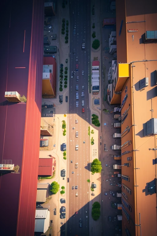 Liminal Space, Dream Core, Nostalgia Core, Anemoia, Kenopsia, location based on Strasburg, Virginia, Location based on Scranton, Virginia, Location based on Altoona, Virginia, Location based on Schenectady, New York, Industrial city, factories, Seen from Above, soft shading, soft colors, vivid colors, pastel colors 