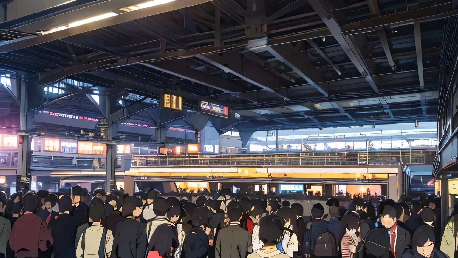 Crowds of people on the platform at Tokyo Station、People are about to fall off the platform