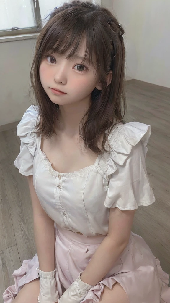 ((software: 1.4)), ((software, , ruffle skirt, 1 girl)), ultra high resolution, (genuine: 1.4), Raw photo, highest quality, (photogenuineistic), concentrated ,soft light,(()),((Japanese)),(((young face))rface),(Depth of the bounds written),masterpiece,(Photogenuine),woman,bangs,( (1 girl)