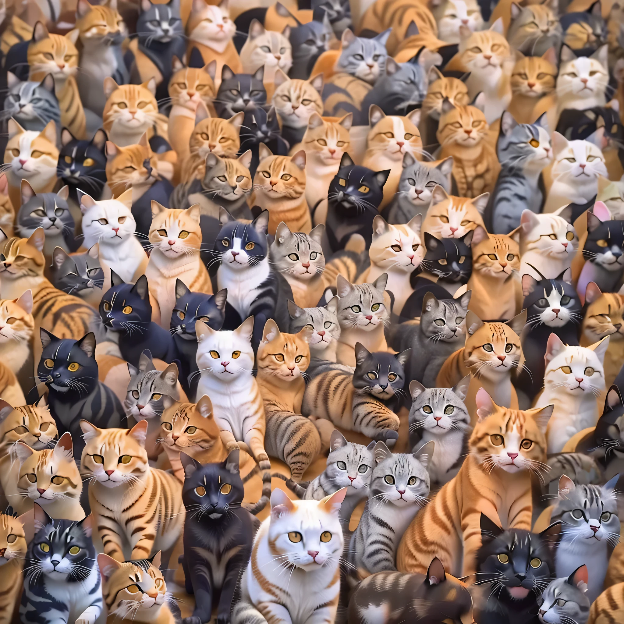 a close up of a puzzle with a lot of cats on it, puzzle, puzzle art, puzzling, a jigsaw puzzle, crowded and populated, very crowded, cat masterpiece, crowded, catscatscats, by Tom Wänerstrand, cats, cats! are around, by John Backderf, omg, very wow, crowded place