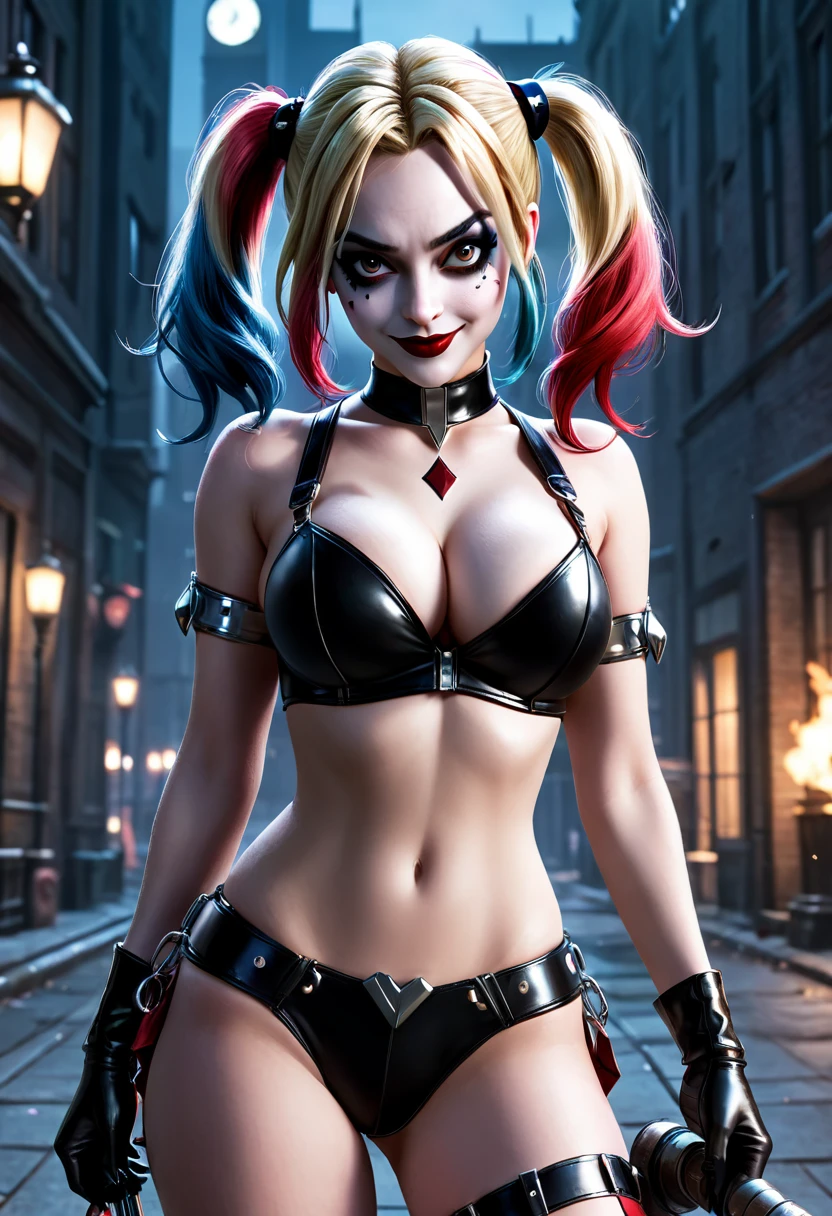 Harley Quinn, sexy Pose, Perfect body, 8k, perfekt, POV, Meisterwerk, Betrachter anschauen, sexy Ausstrahlung, good quality, eregter blick, perfekte Augen, perfektes Gesicht, will sex haben, will ficken, sehr eregt, Arkham-Ritter, orgasmus, ernster Blick, milf, Nacht, notgeil, lange Beine, Zunge ausstrecken, offener Mund, Hand hinter dem Kopf, verlangender Blick, arkham city costume, arkham city Harley quinn, Ansicht von hinten, dicker arsch, dicker Hintern, dicker po, 