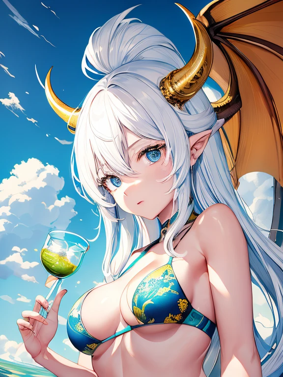 Close-up of a white-haired woman,She has a stunning face,White-haired God,huge ,epic beautiful characters,Amazing goddess,long legs,Grapefruit控,nipple,whole body,There are horns on the head,鳞片布满whole body,Wings on the back,Dragon Queen,dragon girl,no clothes,上半身no clothes,下半身no clothes,whole body都有鳞片,Grapefruit,Scales wrap the body,whole body,Grapefruit,whole body裸体,Grapefruit,whole body,exposed,exposed生殖器,exposed,exposed阴穴