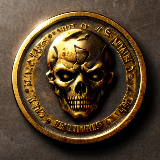 Metal coin with Jack Skellington in the background also in metal and the initials LMU in the center with a phrase "Leaders of the world #493" around