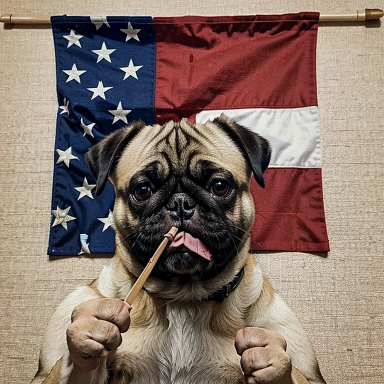 make a flag with a pug dog smoking a joint