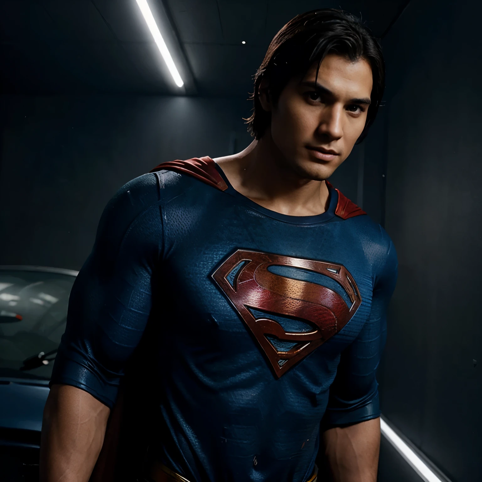 Avatar de superman joven con camisa negra en el cielo