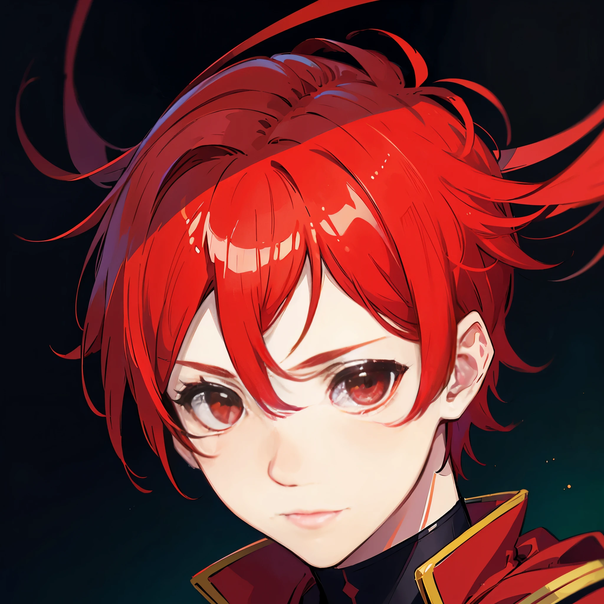 ((a boy)), red hair, scarlet red eyes, ((individual)), ((portrait))