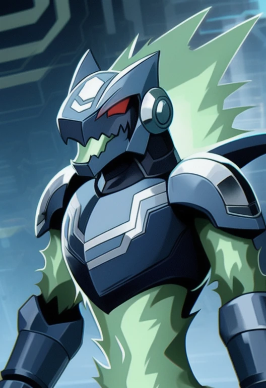 omega-xis, detailed eyes, bottomless, bottomless anthro, bottomless male, brachioradialis, clothed, clothing, crossbar emanata, cybernetic arm, cybernetic chest, cybernetic head, cybernetic limb, electric body, emanata, energy, energy body, eyes closed, flexor carpi, floating, glistening, glistening armor, glistening armwear, glistening bracers, glistening breastplate, glistening clothing, glistening headgear, glistening helmet, glistening pauldron, glistening topwear, glistening wristwear, green body, green electricity, green energy, green mouth, grey armor, grey armwear, grey breastplate, grey clothing, grey headwear, grey helmet, grey pauldron, headgear, headwear, helmet, looking away, legless, light armor, light armwear, light body, light bracers, light breastplate, light headwear, light helmet, light mouth, light pauldron, light topwear, light wristwear, male, male anthro, monotone body, monotone bracers, monotone mouth, monotone wristwear, multicolored armor, multicolored armwear, multicolored clothing, multicolored headwear, multicolored topwear, pose, red eyes, slim anthro, slim male, solo, three-quarter view, toony, topwear, triceps, two tone armor, two tone armwear, two tone breastplate, two tone clothing, two tone headwear, two tone helmet, two tone pauldron, two tone topwear, detailed background, white clothing, white topwear, transparent body, nj5furry