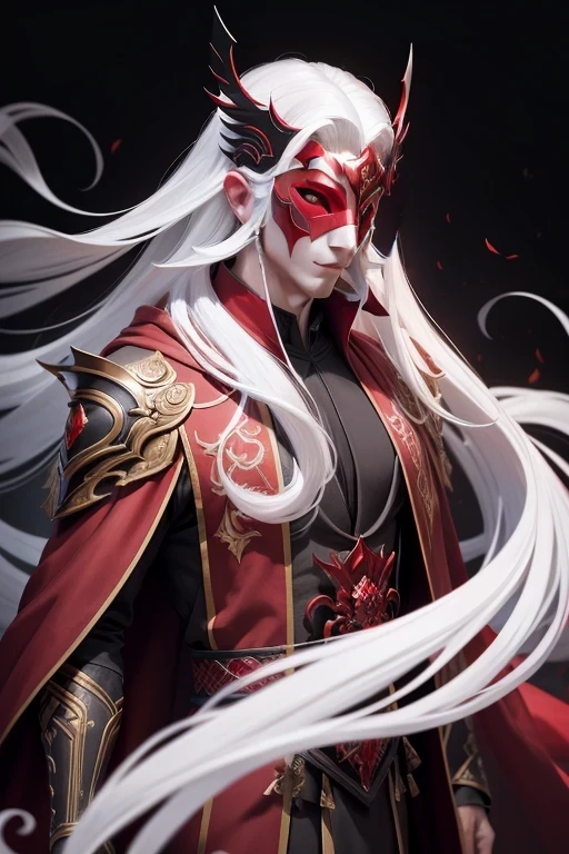 full red, handsome, porcelain mask
