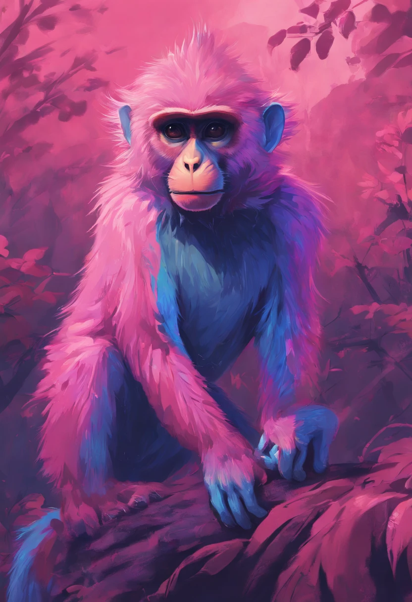 furry macaco azul e rosa