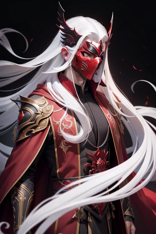 fully red mask, mask covering the whole face, handsome mask