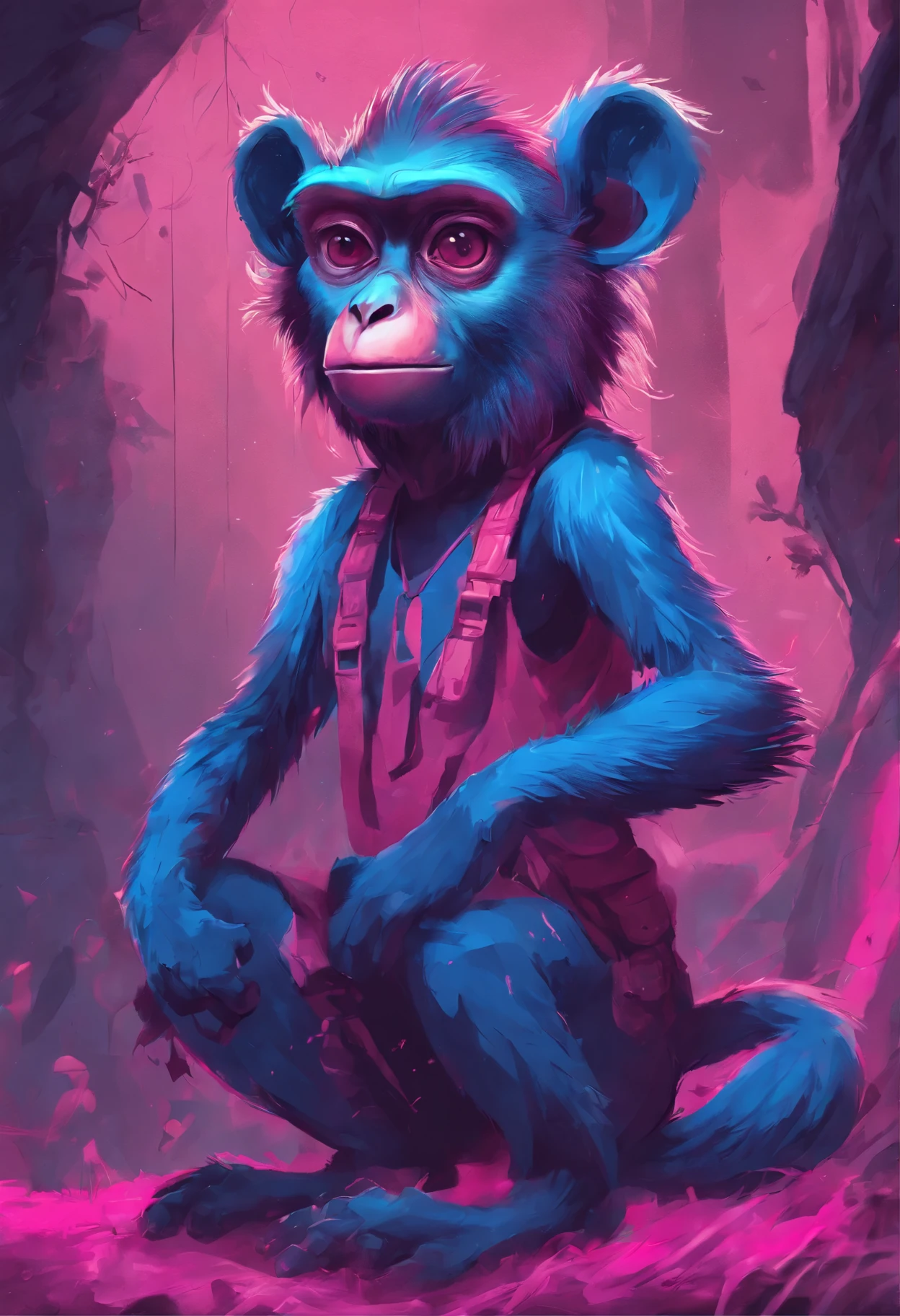 furry macaco azul e rosa