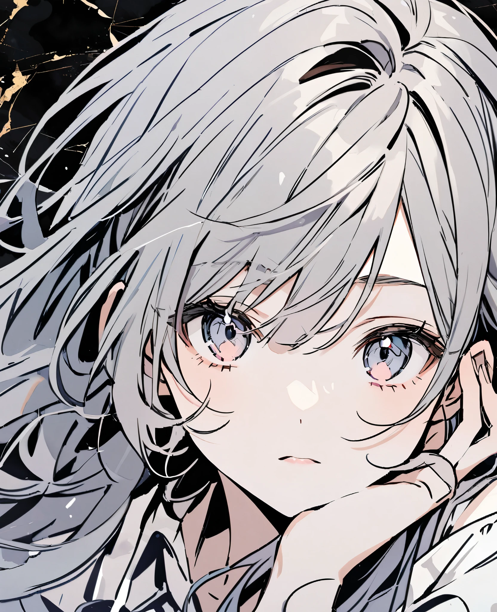 close up face、Marble background