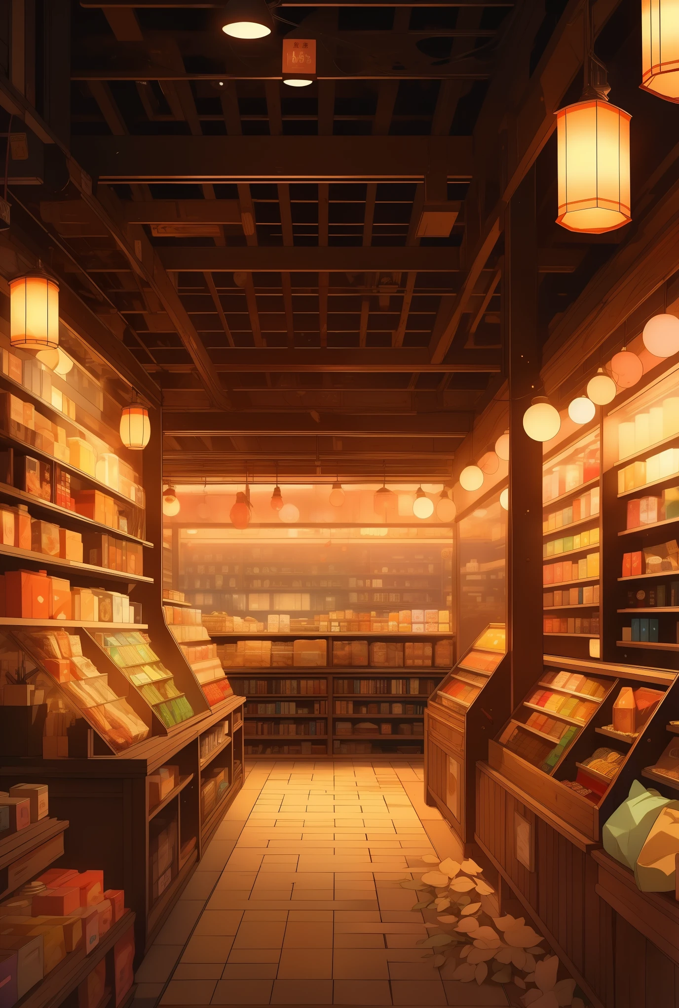 ,best quality,4k,8k,highres,masterpiece:1.2,ultra-detailed,realistic,photorealistic:1.37,illustration,magical atmosphere,quiet and tranquil setting,mysterious and enchanting midnight convenience store,neatly organized shelves,wide variety of products,cozy and inviting ambiance,subtle lighting,product diversity,bookshelves,stationery,snacks,candy,beverages,electronics,cosmetics,scattered interactive products,comforting environment,atmospheric charm,late night scene,lit up sign,indie products,unique items,secret treasures,exclusive products
