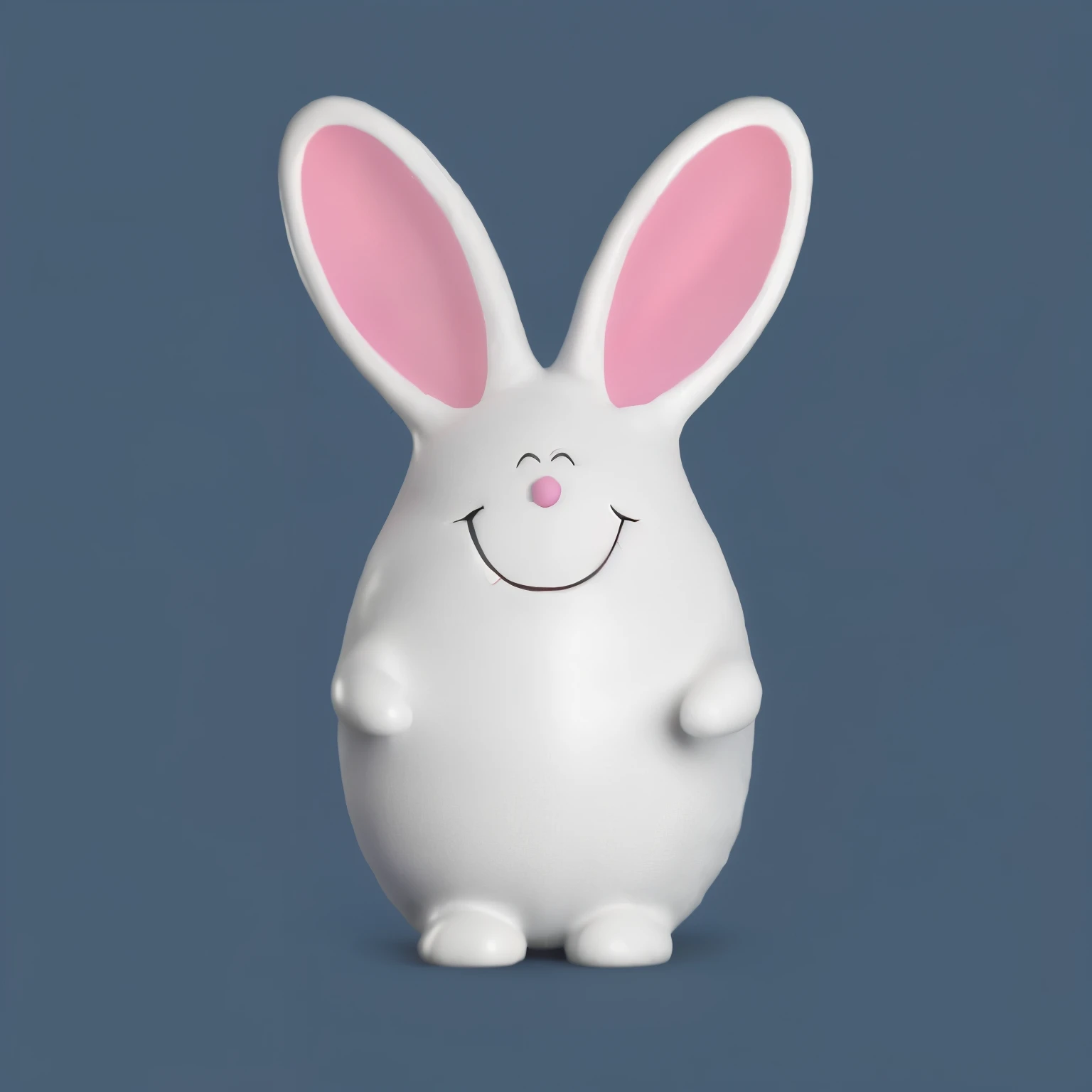 there is a white rabbit with pink ears and a smile on its face, Lovely anthropomorphic rabbit, mob_Features, Lovely 3 d render, Lovely! C4D, anthropomorphic rabbit, rabbit_rabbit, rabbit, rabbit, Soft 3D rendering, drooping rabbity ears, Pleasure and great pain, rabbit face only, white rabbit