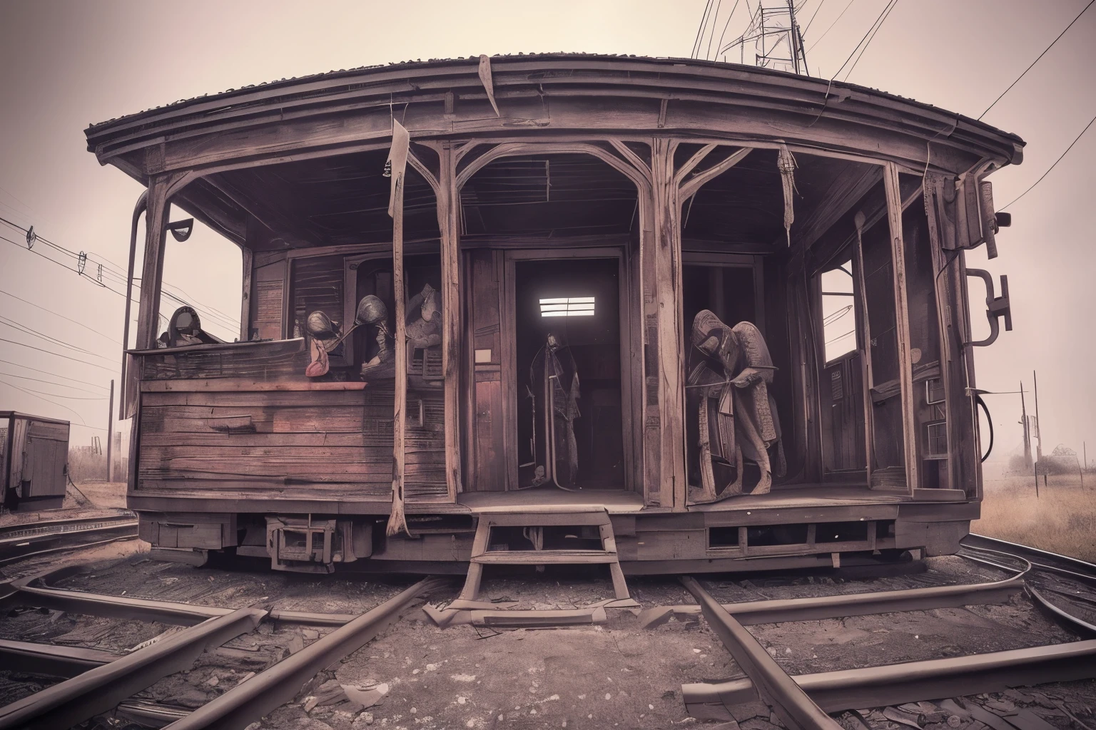Cranial bleeding, leeches train the living
Cursed are those who speak its name
Ruse of metacarpi, caveat emptor
To all that enter here

[Chorus]
Exoskeletal junction at the railroad delayed