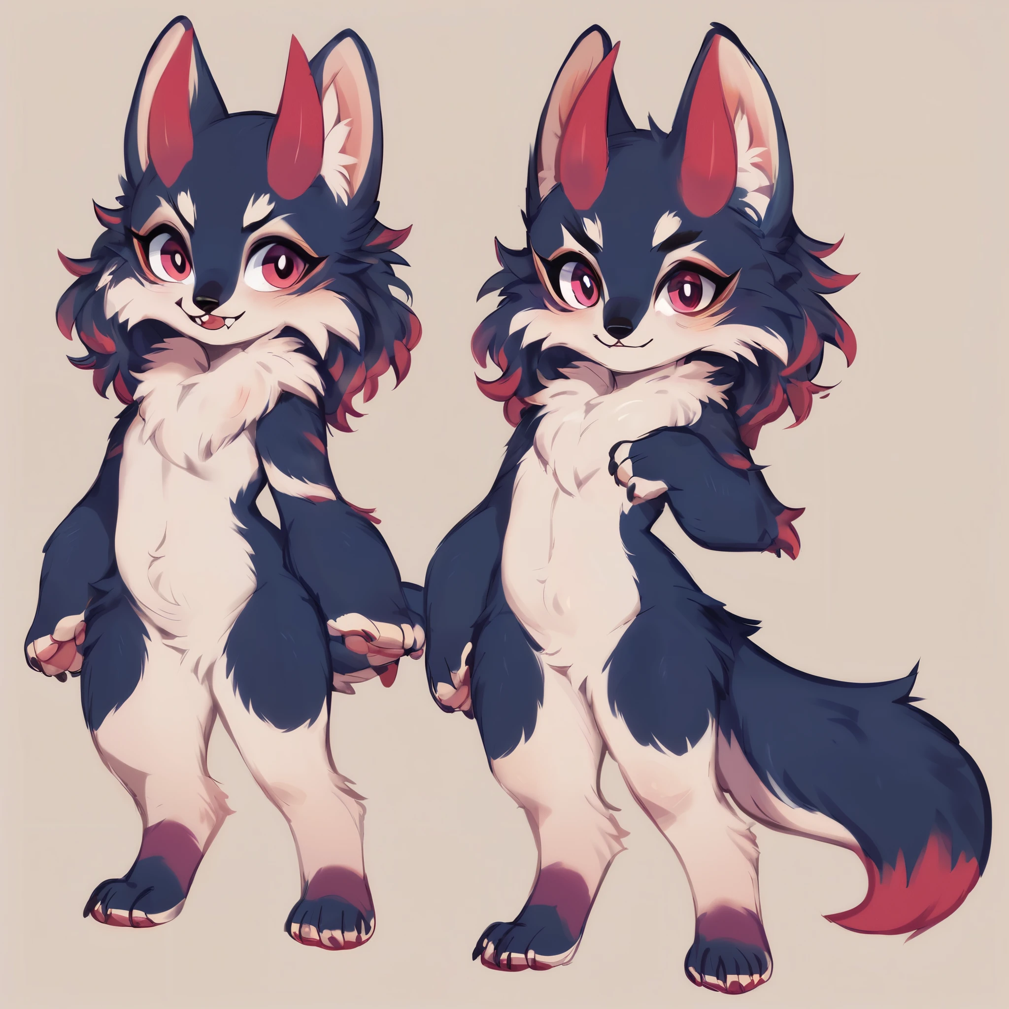 (Hairy woman:1.2), (Furry:1.2), (bodyfur:1.16), (Gray fur:1.12)anthro, Tail, 1girll, Heterochromia, Solo,sketching,Thick lines,escala cinza,a sketch,Reference diagram,(Front and back perspectives of the same character:1.2)