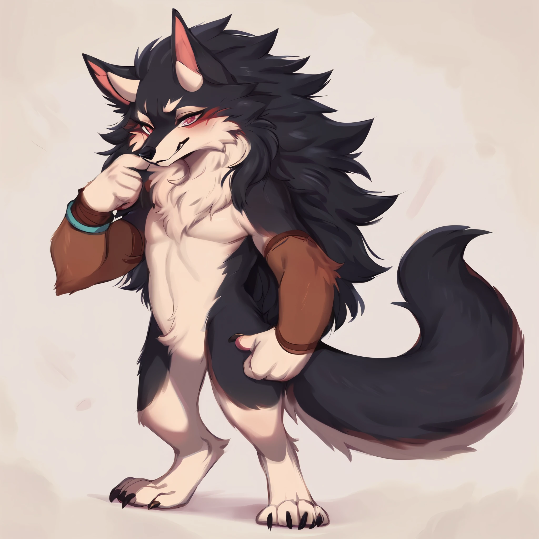explicit furry artwork by majmajor,sheath anatomy,tuft,very fluffy,werecanid,balls