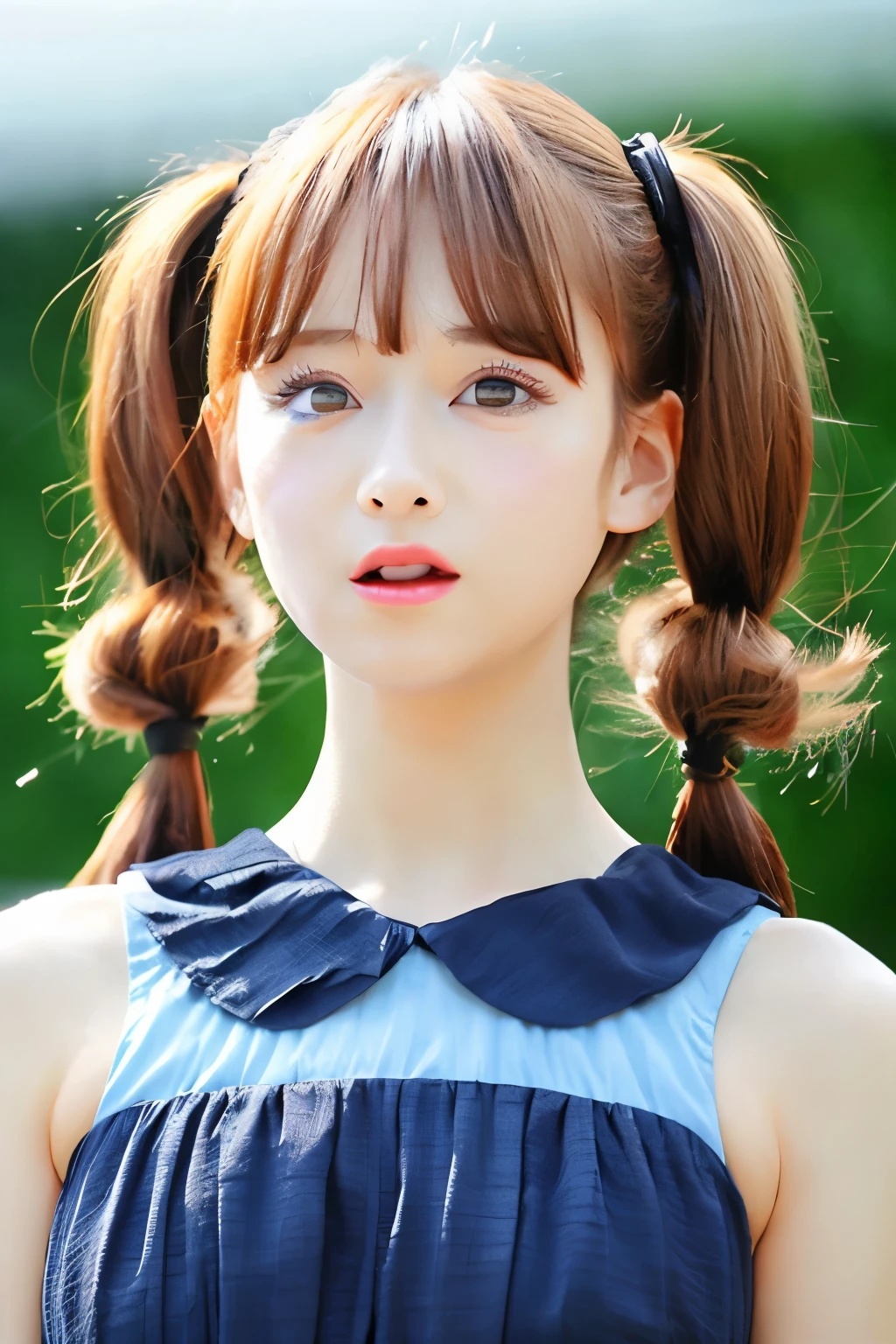 blonde、twin tails、Animated、Drooping eyes、Eyes spinning、embarrassed face、EyesRed Dress、