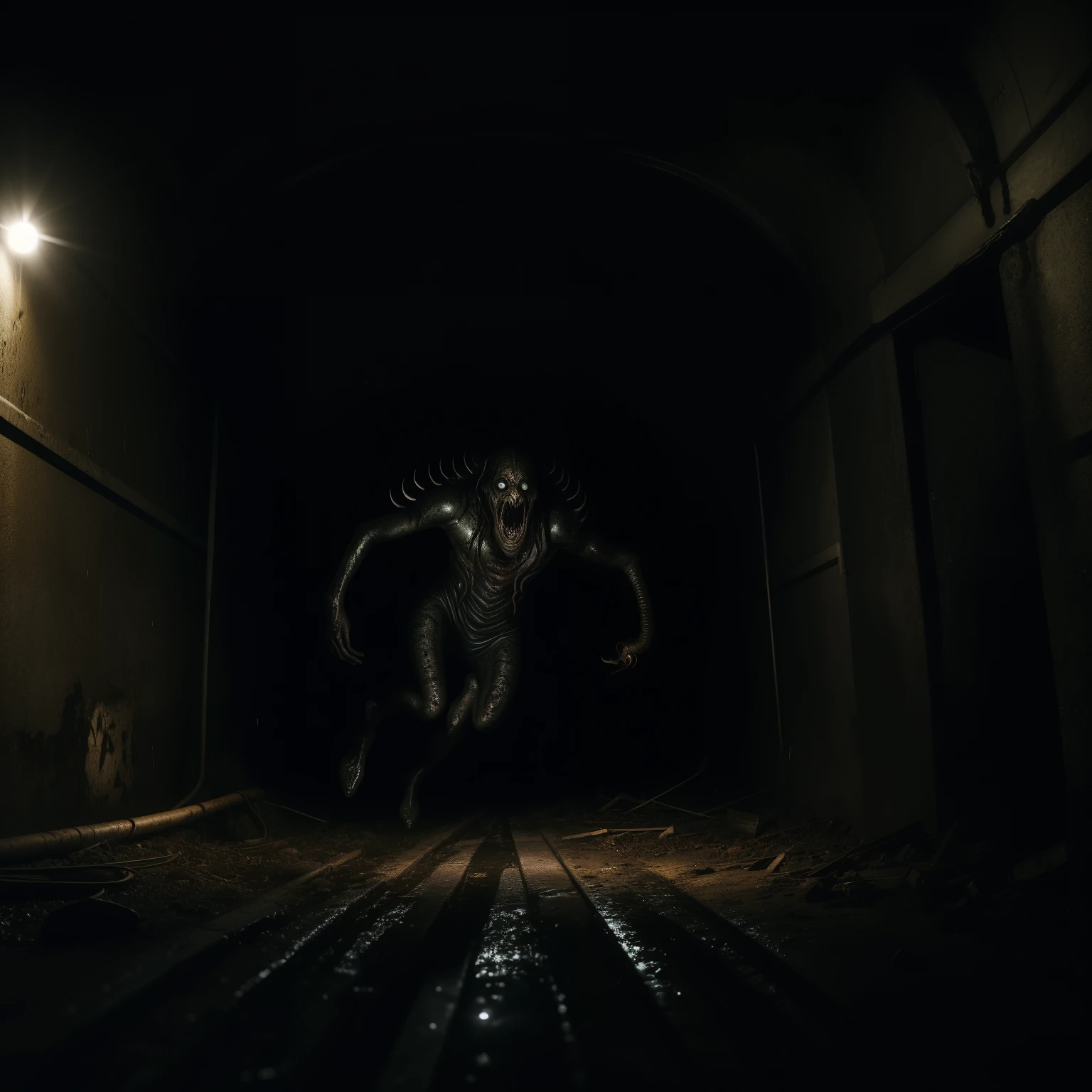 (scary monster), night, photo by oldsiemens, abandoned warehouse, wide angle camera, creepy, scary, <lora:webcams:0.8> <lora:BodHor-V1:0.8> <lora:creepy:0.5>