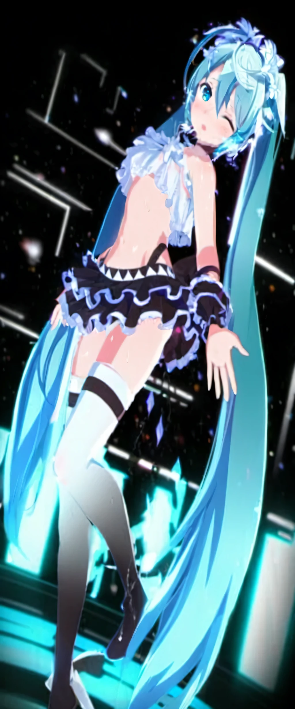 nsfw,naked,fullbody,Anime Style nakedblessyouMiku
She's covered in cum all over