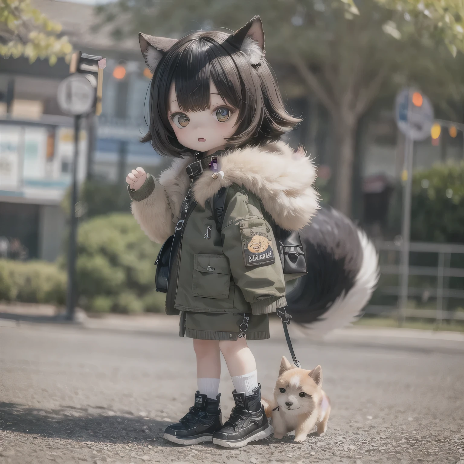 Girl walking with a leash, Shiba Inu girl Chibi Shop