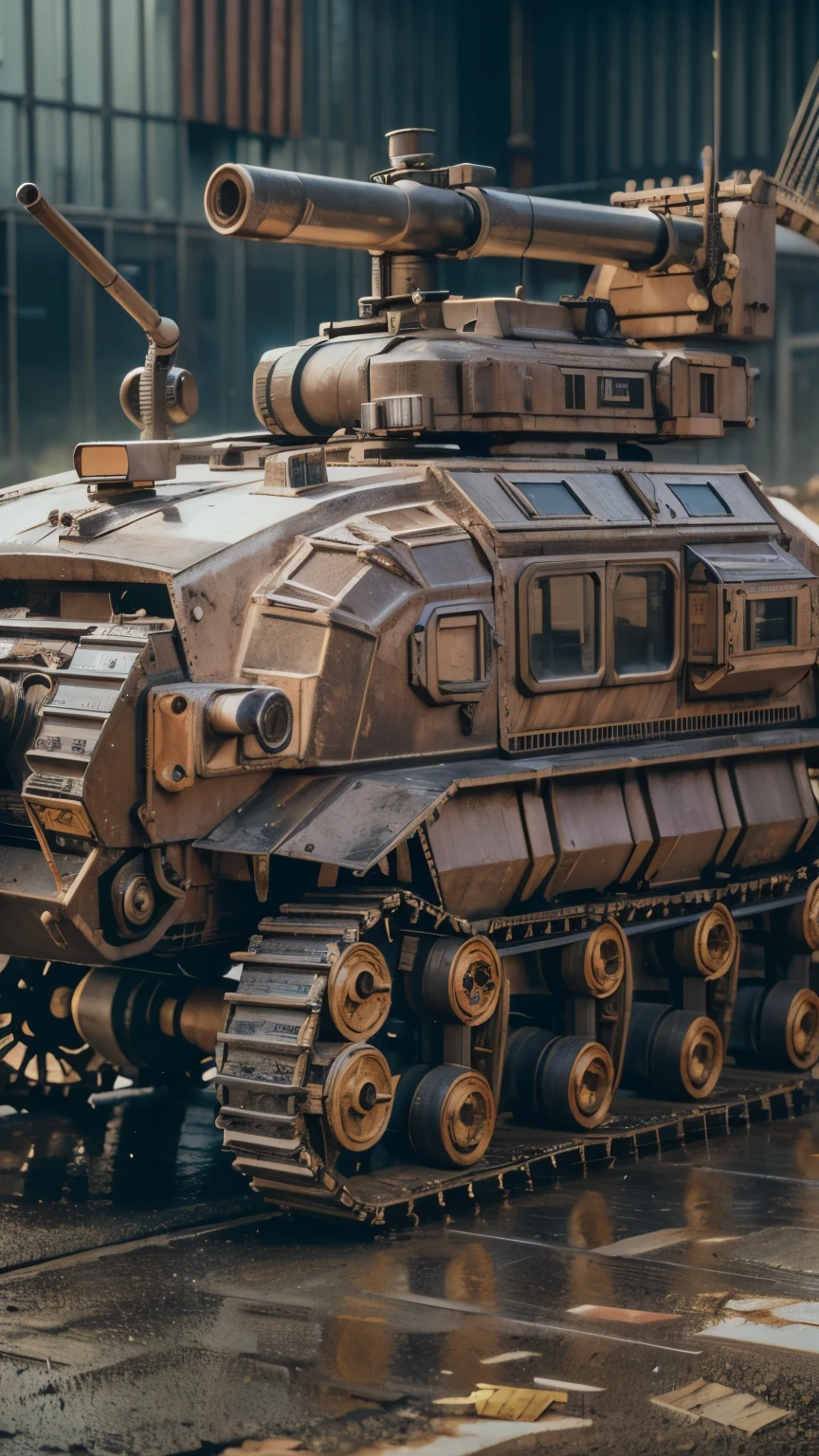 Masterpiece, top quality, realistic, super detailed, super realistic textures, mechanical, multi-legged tank with centipede motif, (FUJI FILM)