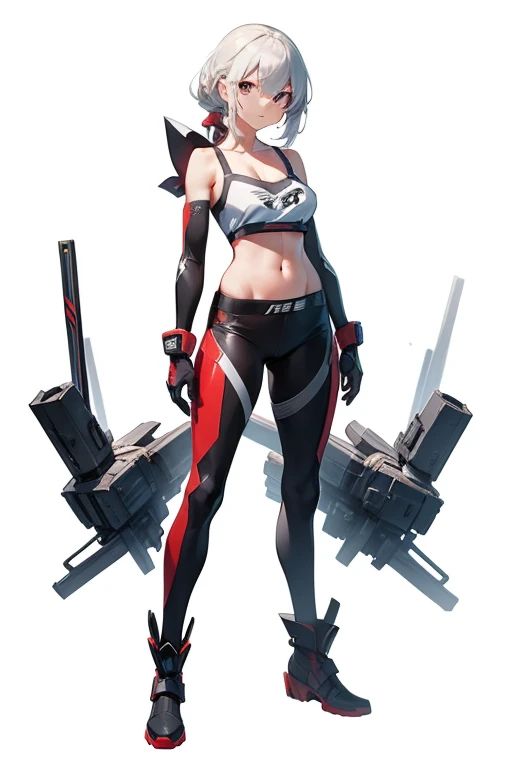 from directly opposite,arms at sides,tachi-e,standing,full body,concept art,white background,simple background,anime,1girl,solo,masterpiece,Awards,high quality,High resolution,HD,4K,8K,high quality,(Medium breasts:1.2),camisole,Crop tops,